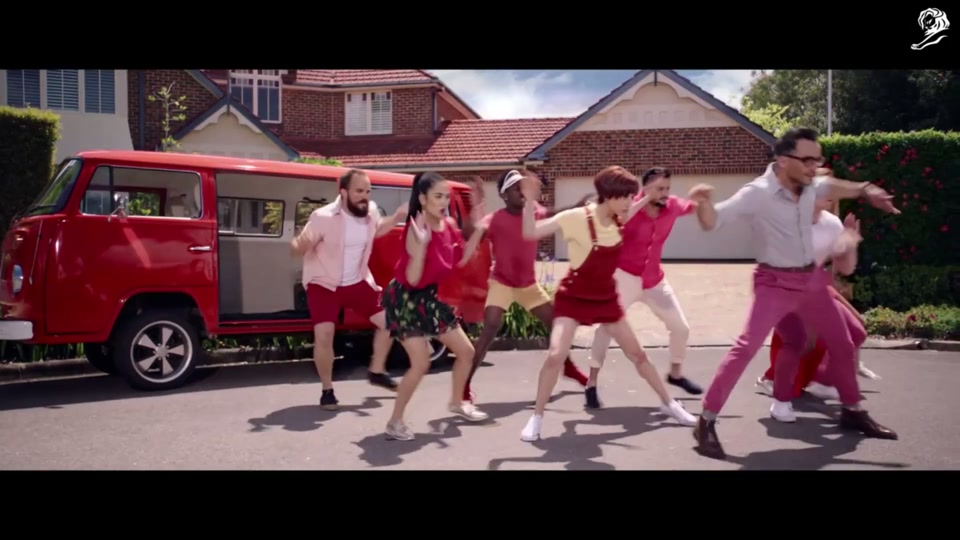 Lamb Side Story (2018), scene 3 at 00:56: The "right-wing" gang (blue) sings and dances, led by the man in the tie. They are dressed in smart-casual and business-like attire. The group includes a character resembling a well-known conservative commentator.